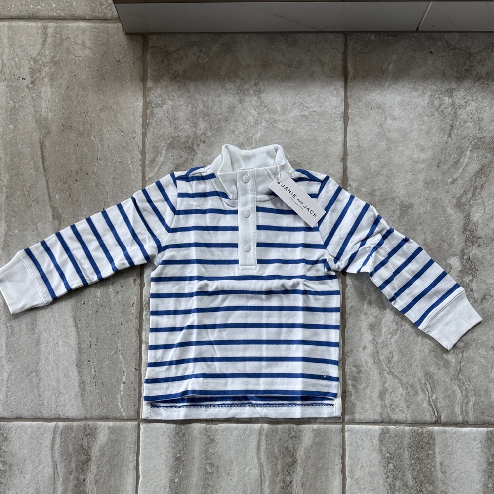 Janie and Jack Navy and White Striped Rashguard